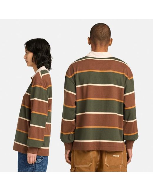 Timberland Black Rugby Polo Shirt In Brown/dark Green, Brown, Size: L