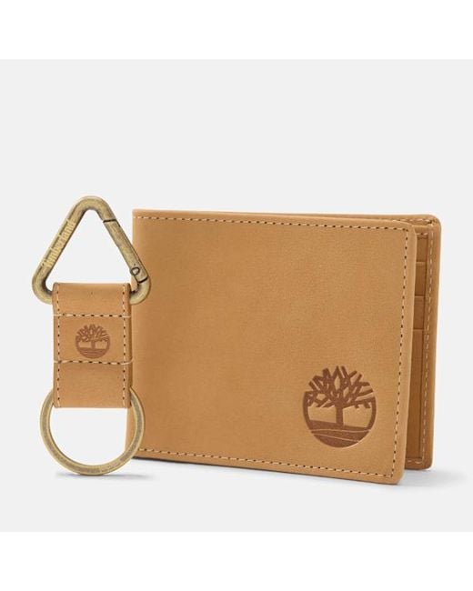 Timberland Brown Billfold Wallet & Key Fob Gift Set For for men
