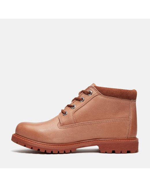 Timberland Brown Nellie Mid Lace Up Waterproof Chukka Boot For Women In Light Red, Woman, Red, Size: 3.5