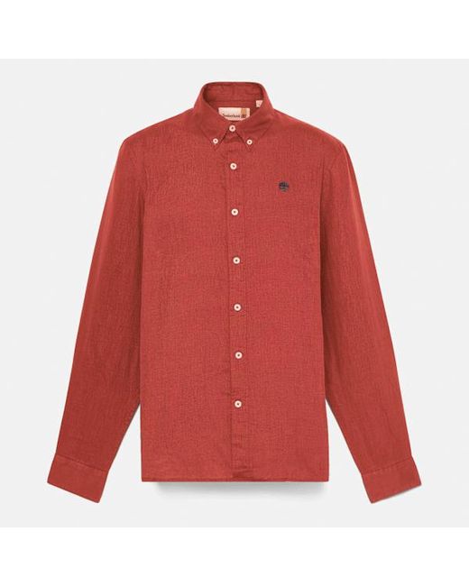 Timberland Mill Brook Linen Shirt For Men In Red, Man, Red, Size: L for men