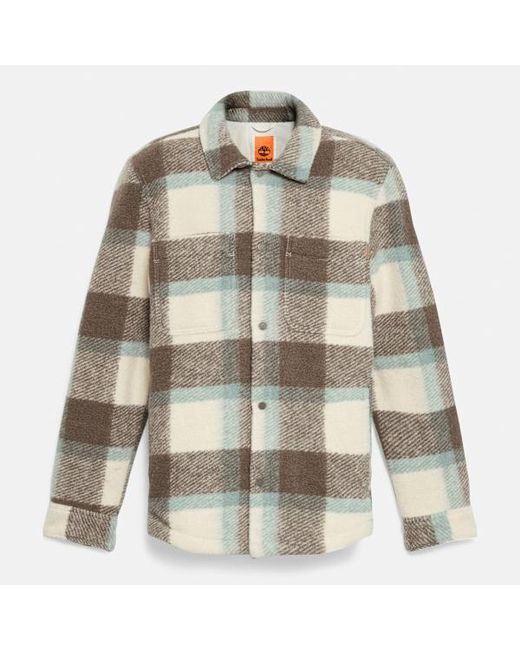 Timberland Gray Wool Blend Shacket For Men In White, Man, White, Size: 3xl for men