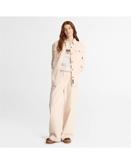Timberland White Brushed Back Graphic Crew Sweatshirt For
