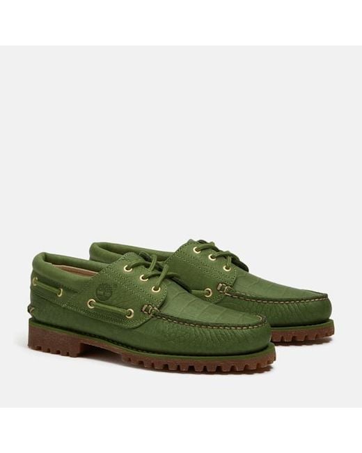 Timberland Green All Gender Authentic 3-Eye Lug Handsewn Boat Shoe