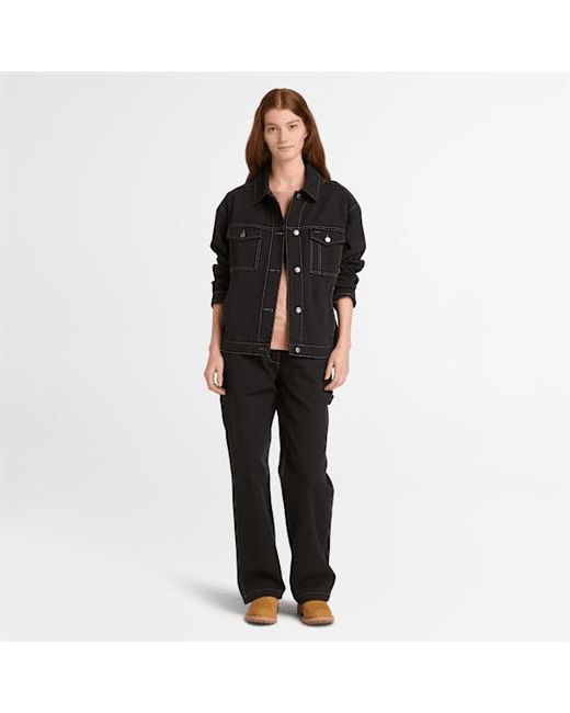 Timberland Black Canvas Trucker Jacket For