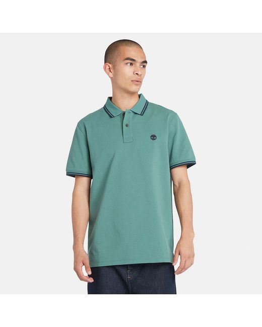 Timberland Green Tipped Pique Polo Shirt for men