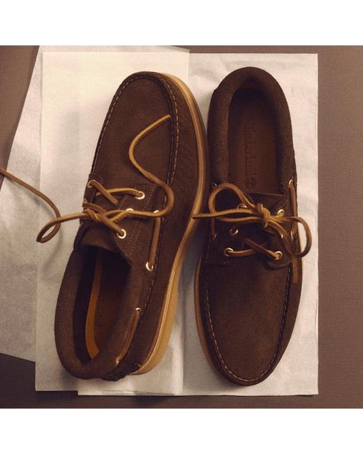 Timberland Crafted Suede Boat Shoe For Men In Dark Brown, Man, Brown, Size: 6.5 for men