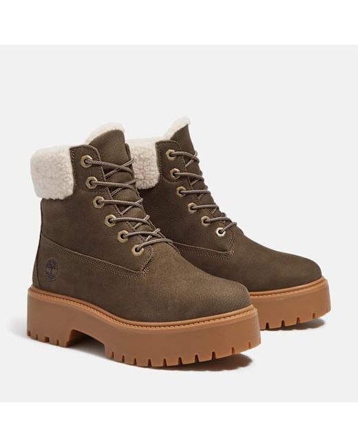 Timberland Brown Stone Street Platform Warm-Lined Waterproof Boot For