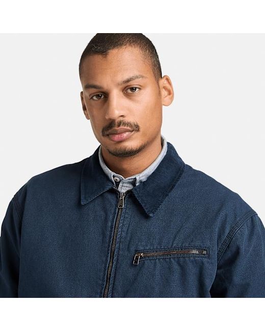 Timberland Blue Washed Canvas Jacket For for men