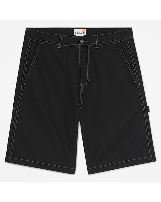 Timberland Black All Gender Washed Duck Canvas Carpenter Short