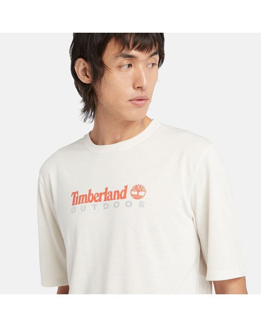 Timberland White Anti-uv Printed T-shirt for men