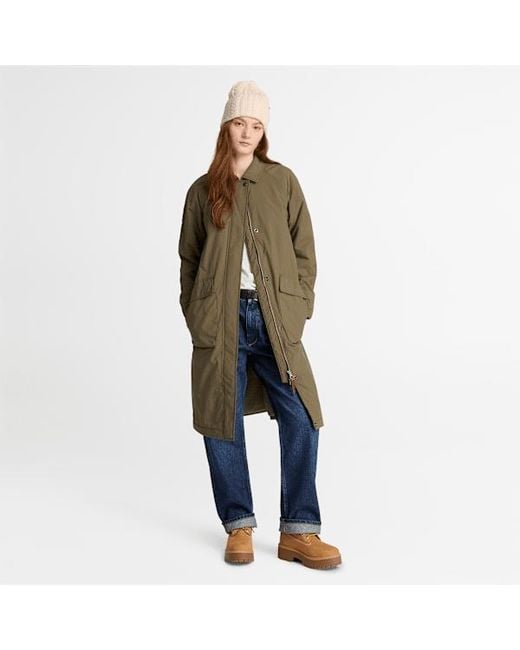 Timberland Green Water Repellent Insulated Long Coat For