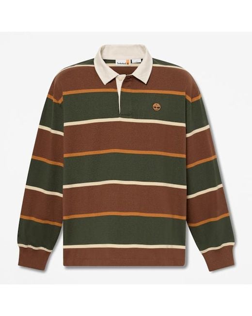 Timberland Black Rugby Polo Shirt In Brown/dark Green, Brown, Size: L