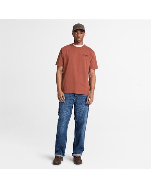 Timberland Orange Bootmakers Short-Sleeve Graphic T-Shirt For for men