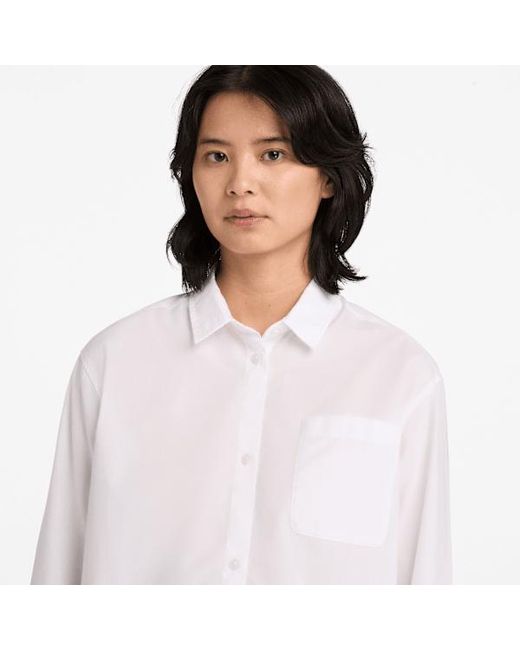 Timberland Poplin Shirt For Women In White, Woman, White, Size: L for men