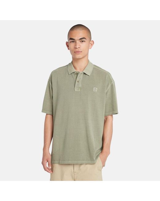 Timberland Green Garment Dye Short Polo for men