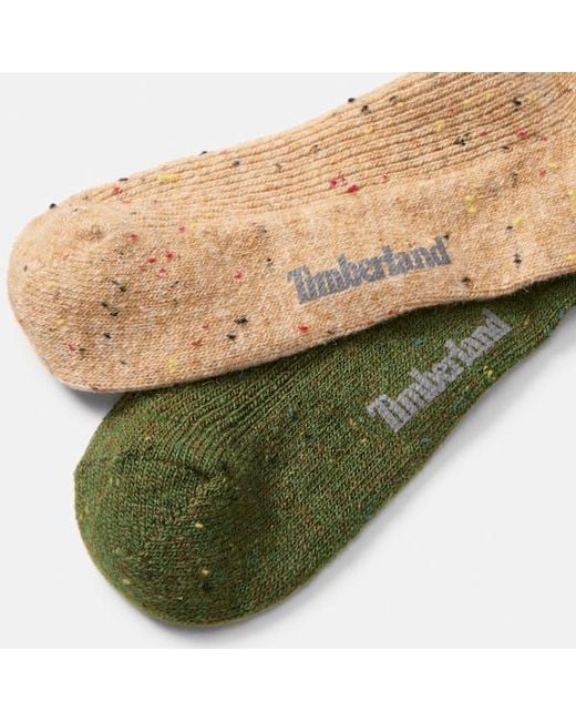 Timberland Green Speckled 2-Pack Crew Sock
