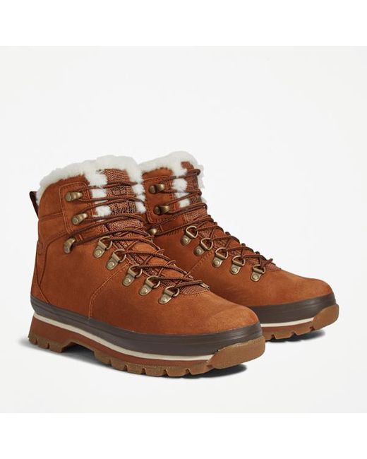 Timberland Brown Euro Hiker Waterproof Fur-Lined Boots For