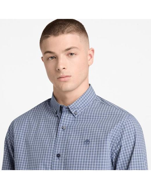 Timberland Blue Micro Plaid Poplin Shirt For for men
