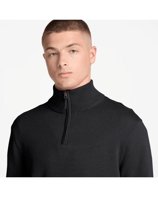 Timberland Black Williams River Cotton Quarter-Zip Jumper For for men