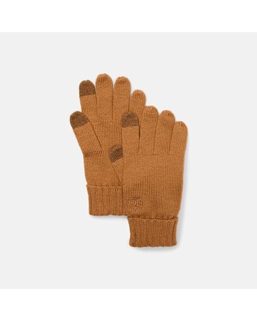 Timberland Brown Rib Knit Glove In Yellow, Yellow for men