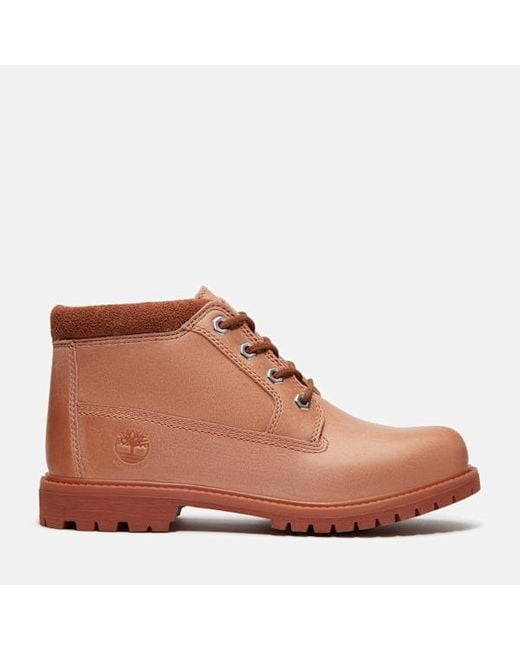Timberland Brown Nellie Mid Lace Up Waterproof Chukka Boot For Women In Light Red, Woman, Red, Size: 3.5