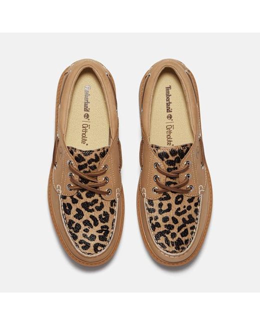 Timberland Natural Leopard Platform Stone Street Boat Shoe For
