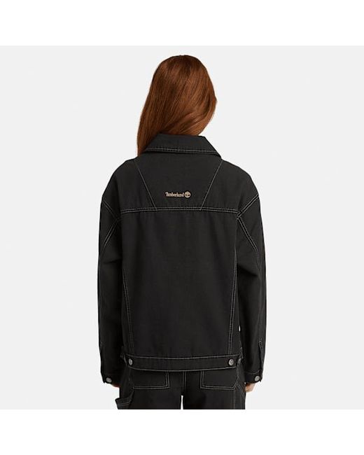 Timberland Black Canvas Trucker Jacket For
