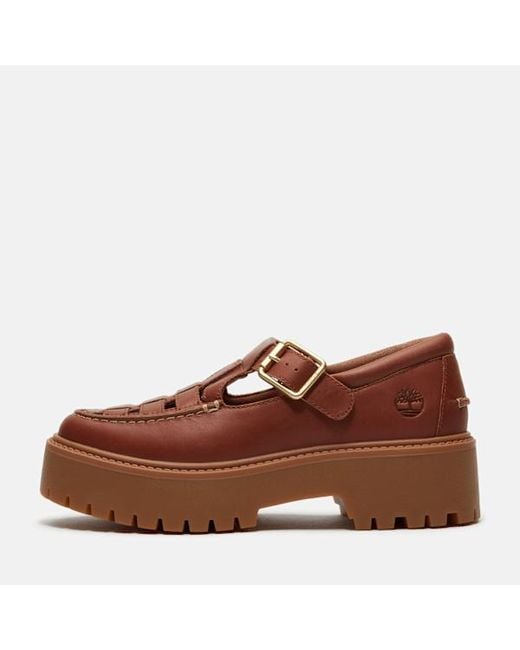 Timberland Brown Stone Street Platform Buckle Shoe For