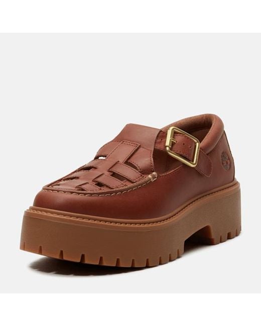 Timberland Brown Stone Street Platform Buckle Shoe For