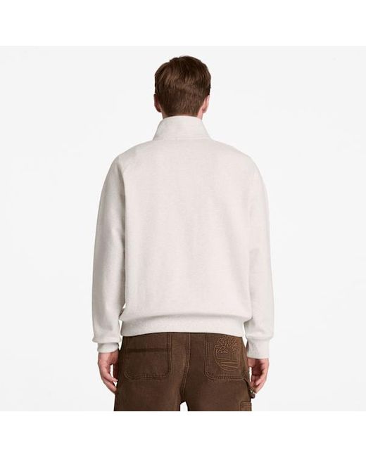 Timberland White Exeter River Embroidered Logo Quarter-Zip Sweatshirt For for men