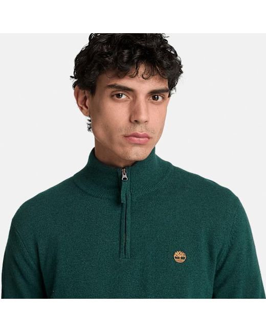 Timberland Green Cohas Brook Merino Quarter-Zip Jumper For for men