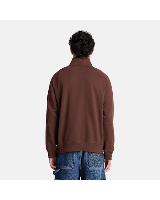 Timberland Brown Exeter River Embroidered Logo Quarter-Zip Sweatshirt For for men