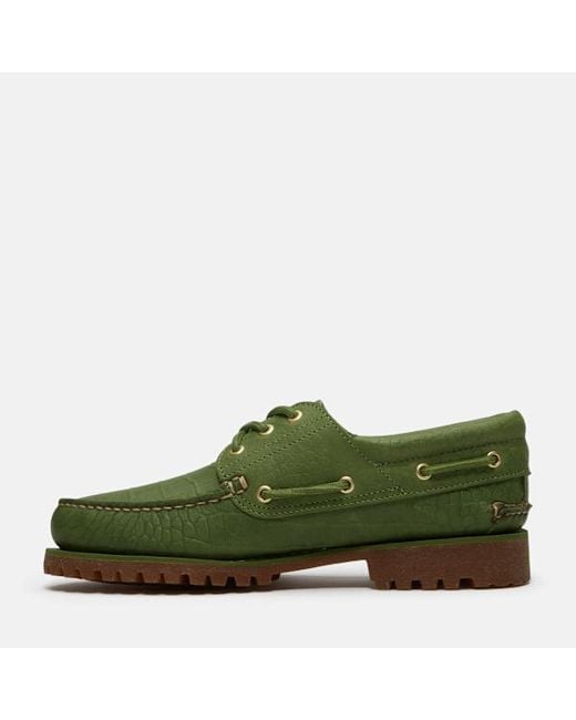 Timberland Green All Gender Authentic 3-Eye Lug Handsewn Boat Shoe