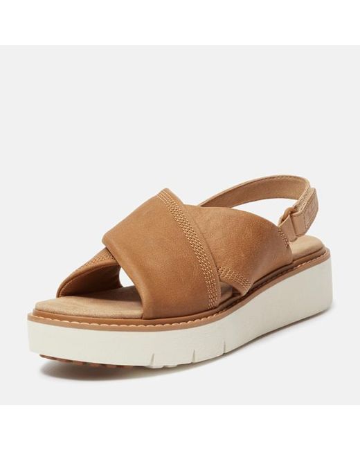 Timberland Brown Safari Dawn Backstrap Sandal For Women In Beige, Woman, Beige, Size: 4