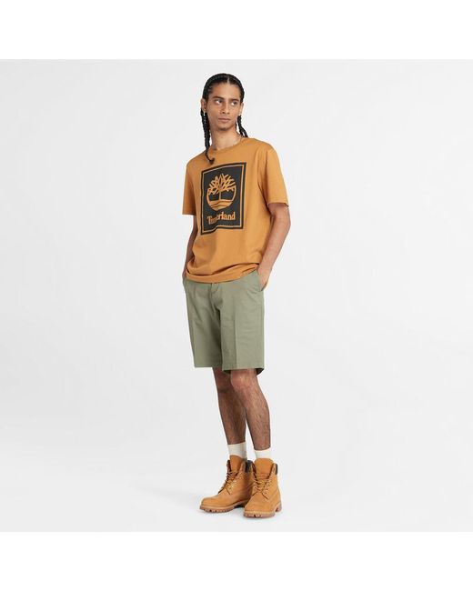 Timberland Green Stretch Twill Chino Shorts for men