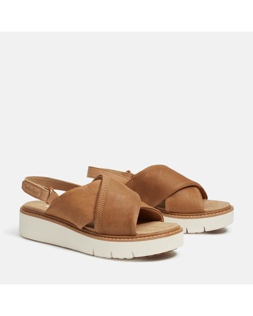 Timberland Brown Safari Dawn Backstrap Sandal For Women In Beige, Woman, Beige, Size: 4