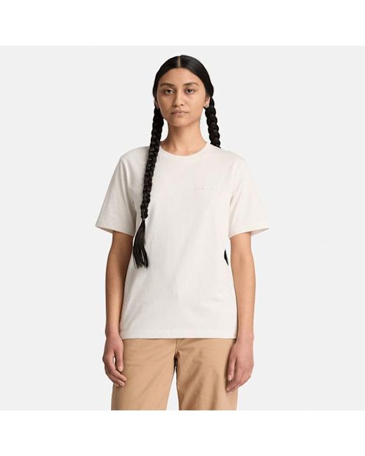 Timberland White Embroidered Logo Short-Sleeve T-Shirt For