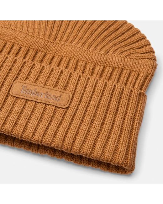 Timberland Brown Gulf Beach Ribbed Beanie In Yellow, Yellow for men