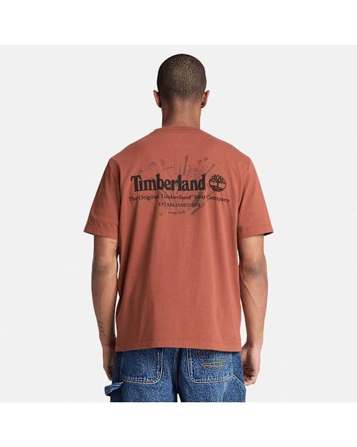 Timberland Orange Bootmakers Short-Sleeve Graphic T-Shirt For for men