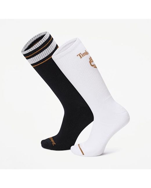 Timberland Black Retro Logo 2-Pack Crew Sock