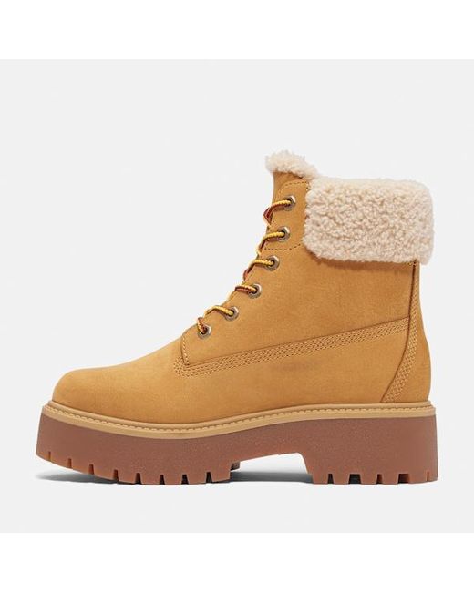 Timberland Brown Stone Street Platform Warm-Lined Waterproof Boot For