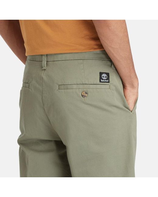 Timberland Green Stretch Twill Chino Shorts for men