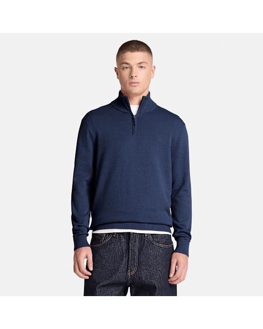 Timberland Blue Williams River Cotton Quarter-Zip Jumper For for men