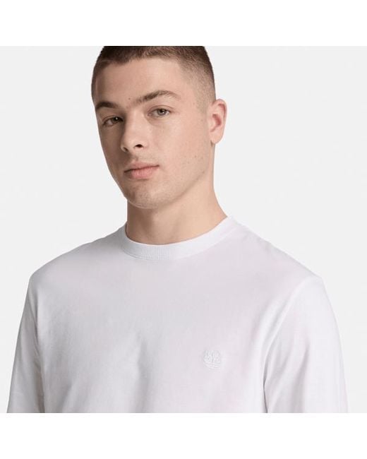 Timberland White Dunstan River Slim Embroidered Long-Sleeve T-Shirt For for men