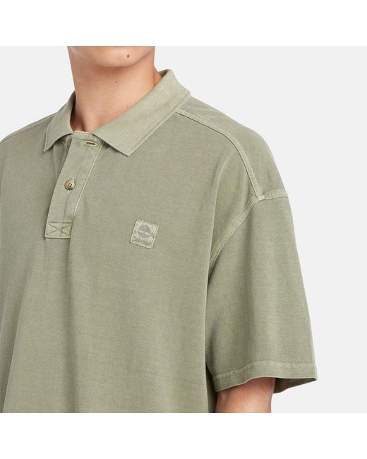 Timberland Green Garment Dye Short Polo for men