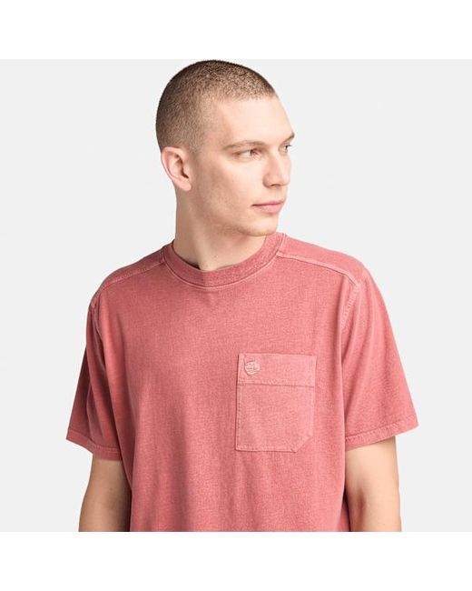 Timberland Merrymack River Garment Dye T-shirt For Men In Red, Man, Red, Size: L for men