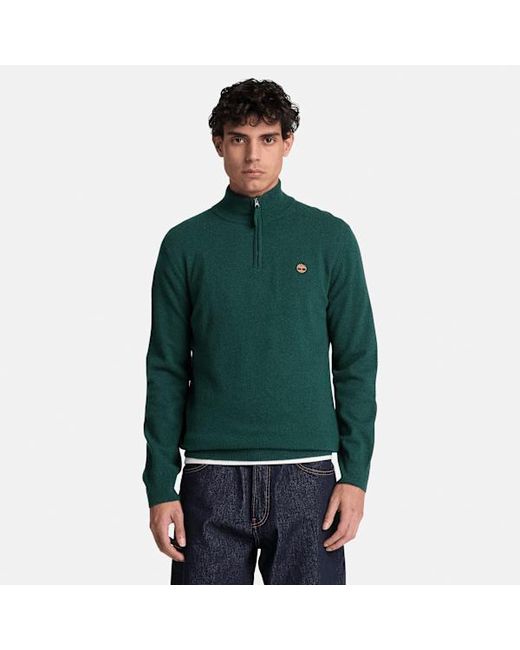 Timberland Green Cohas Brook Merino Quarter-Zip Jumper For for men