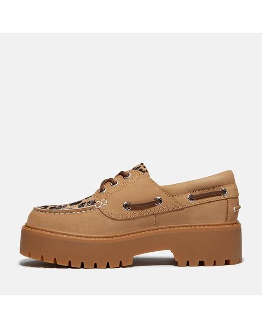 Timberland Natural Leopard Platform Stone Street Boat Shoe For