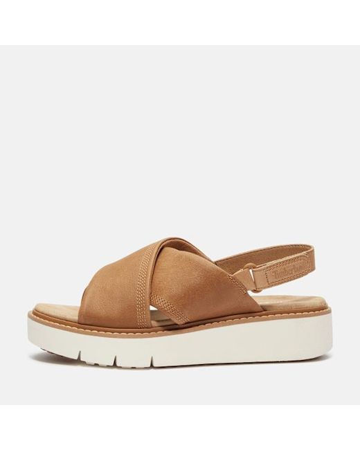 Timberland Brown Safari Dawn Backstrap Sandal For Women In Beige, Woman, Beige, Size: 4