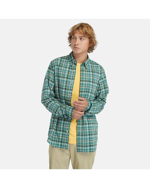 Timberland Green Poplin Plaid Shirt for men